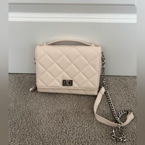 Steve Madden Cream Quilted Shoulder bag with chain strap